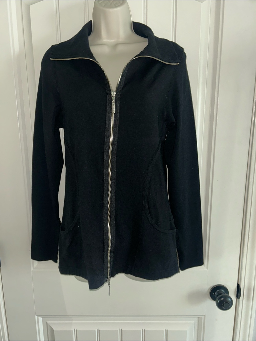 NEW Hard Tail Black Zip-Up Jacket with Stand Collar Zippered Sleeves Sz L